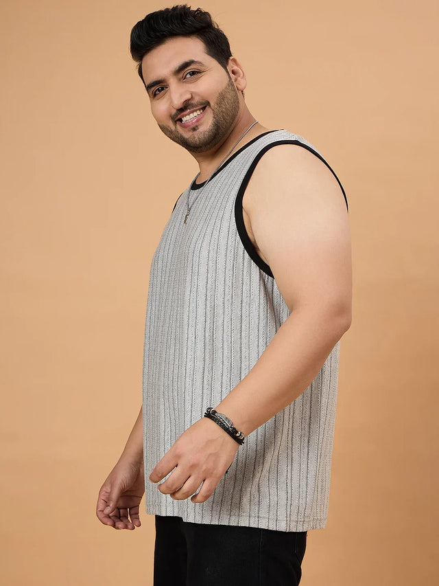 Men Plus Size Grasp White Solid Vest - bigbanana