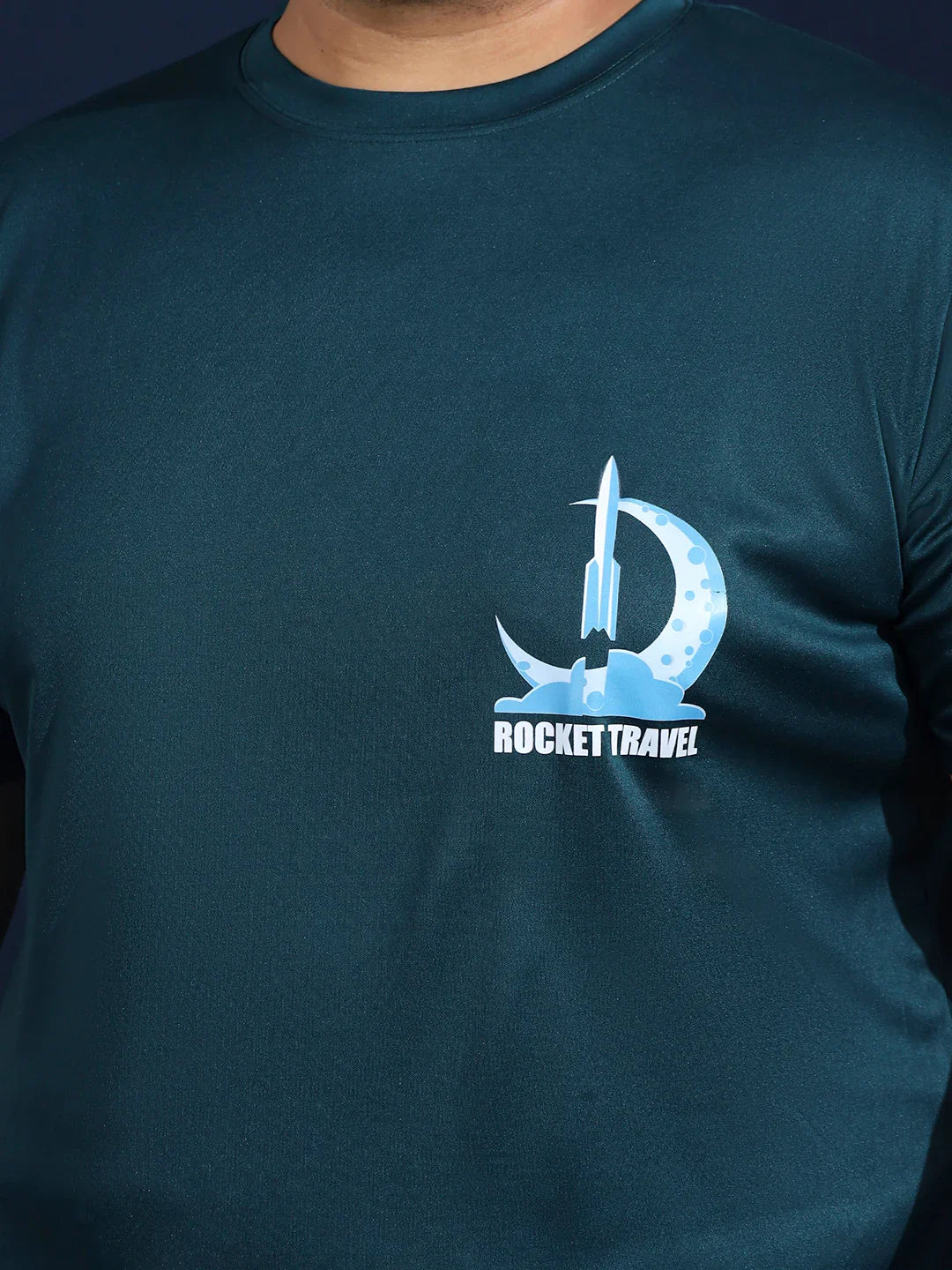 Men Plus Size Gravix Printed Teal Round Neck Tshirt - bigbanana