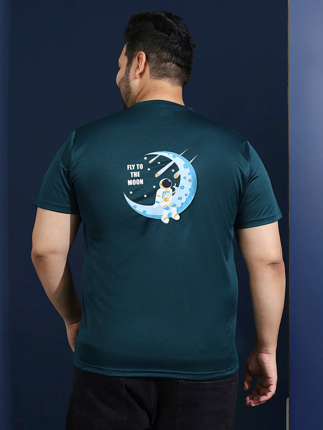 Men Plus Size Gravix Printed Teal Round Neck Tshirt - bigbanana