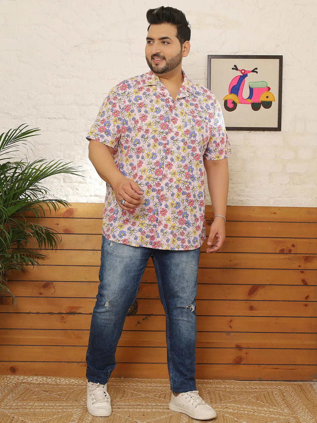 Men Plus Size Grayze Multicolor Printed Shirt - bigbanana