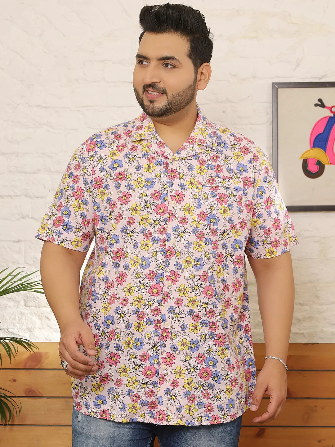 Men Plus Size Grayze Multicolor Printed Shirt - bigbanana