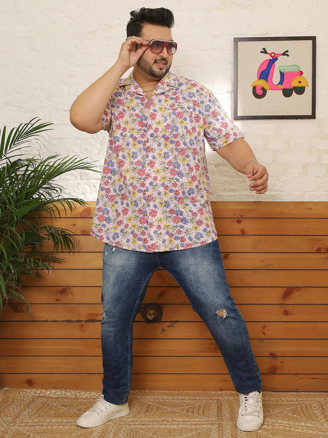 Men Plus Size Grayze Multicolor Printed Shirt - bigbanana