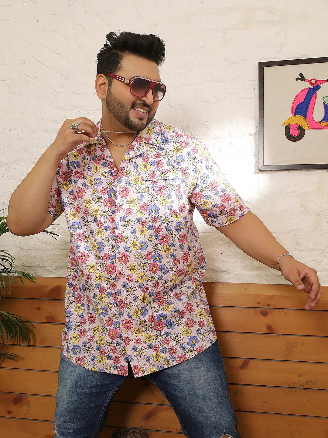 Men Plus Size Grayze Multicolor Printed Shirt - bigbanana