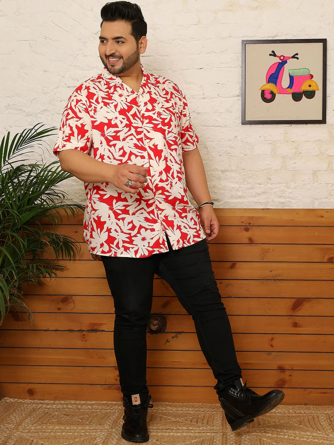 Men Plus Size Grivon Multicolor Printed Shirt - bigbanana