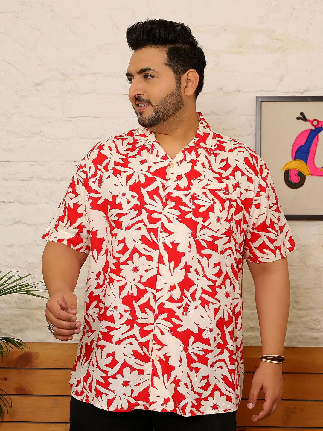 Men Plus Size Grivon Multicolor Printed Shirt - bigbanana