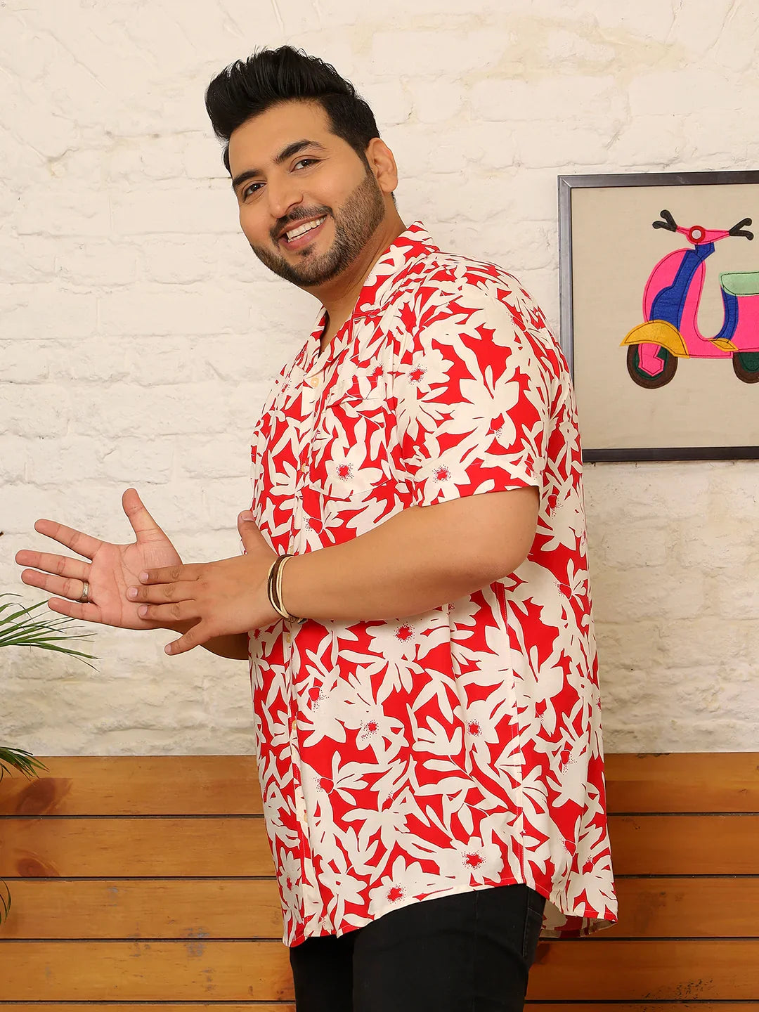 Men Plus Size Grivon Multicolor Printed Shirt - bigbanana