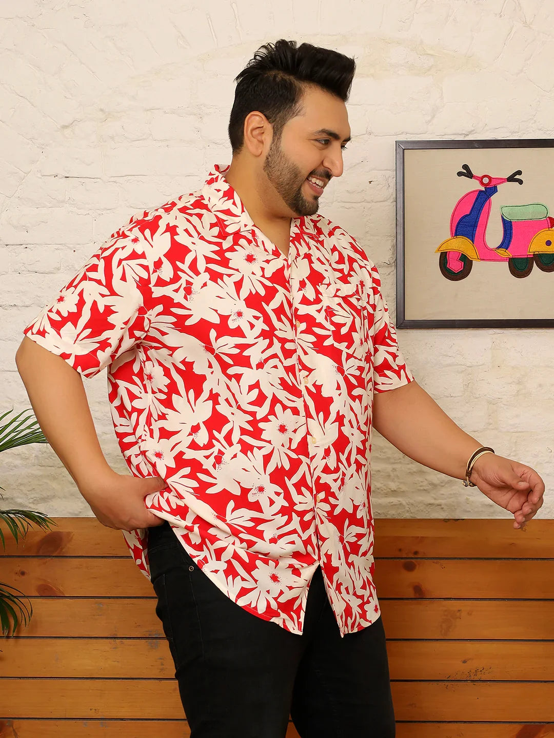 Men Plus Size Grivon Multicolor Printed Shirt - bigbanana