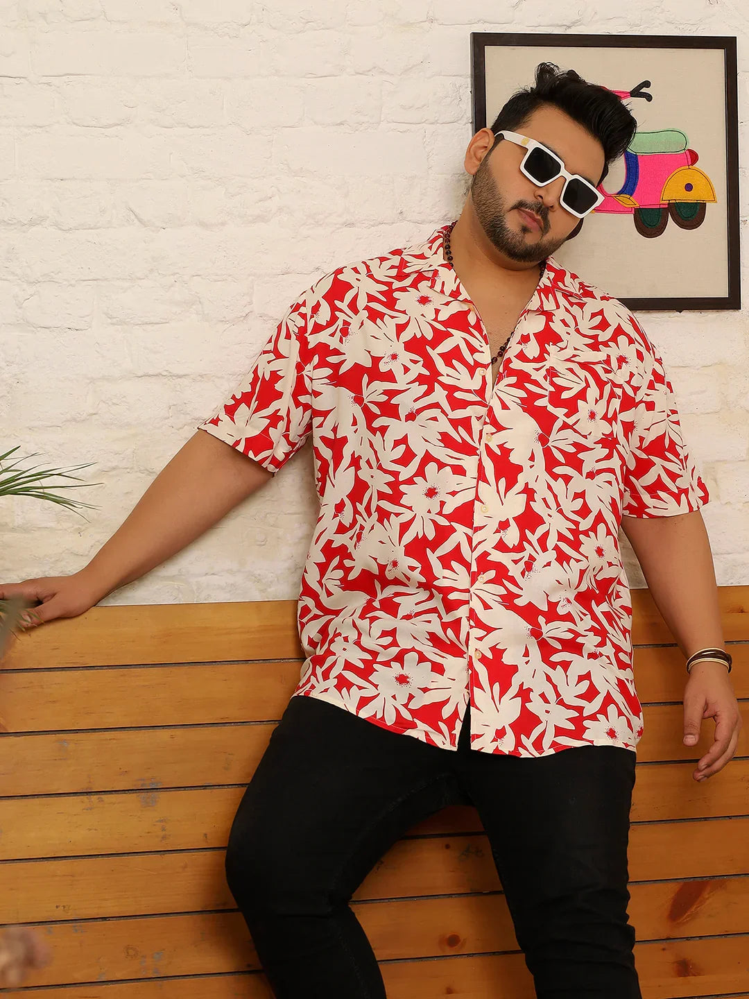 Men Plus Size Grivon Multicolor Printed Shirt - bigbanana