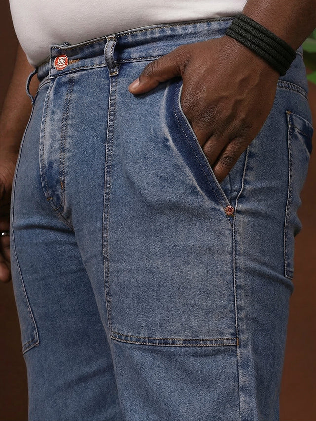 Men Plus Size Grunex-Light Blue Solid Jeans