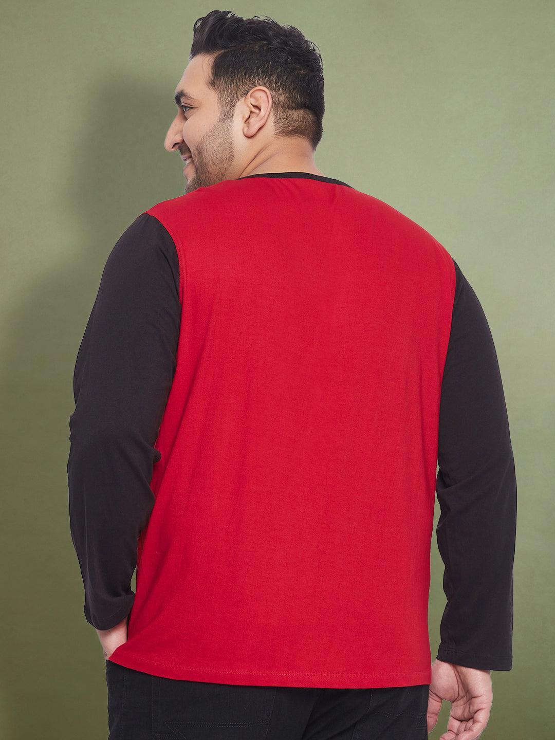 Men Plus Size Guardy Colorblock Henley Tshirt - bigbanana