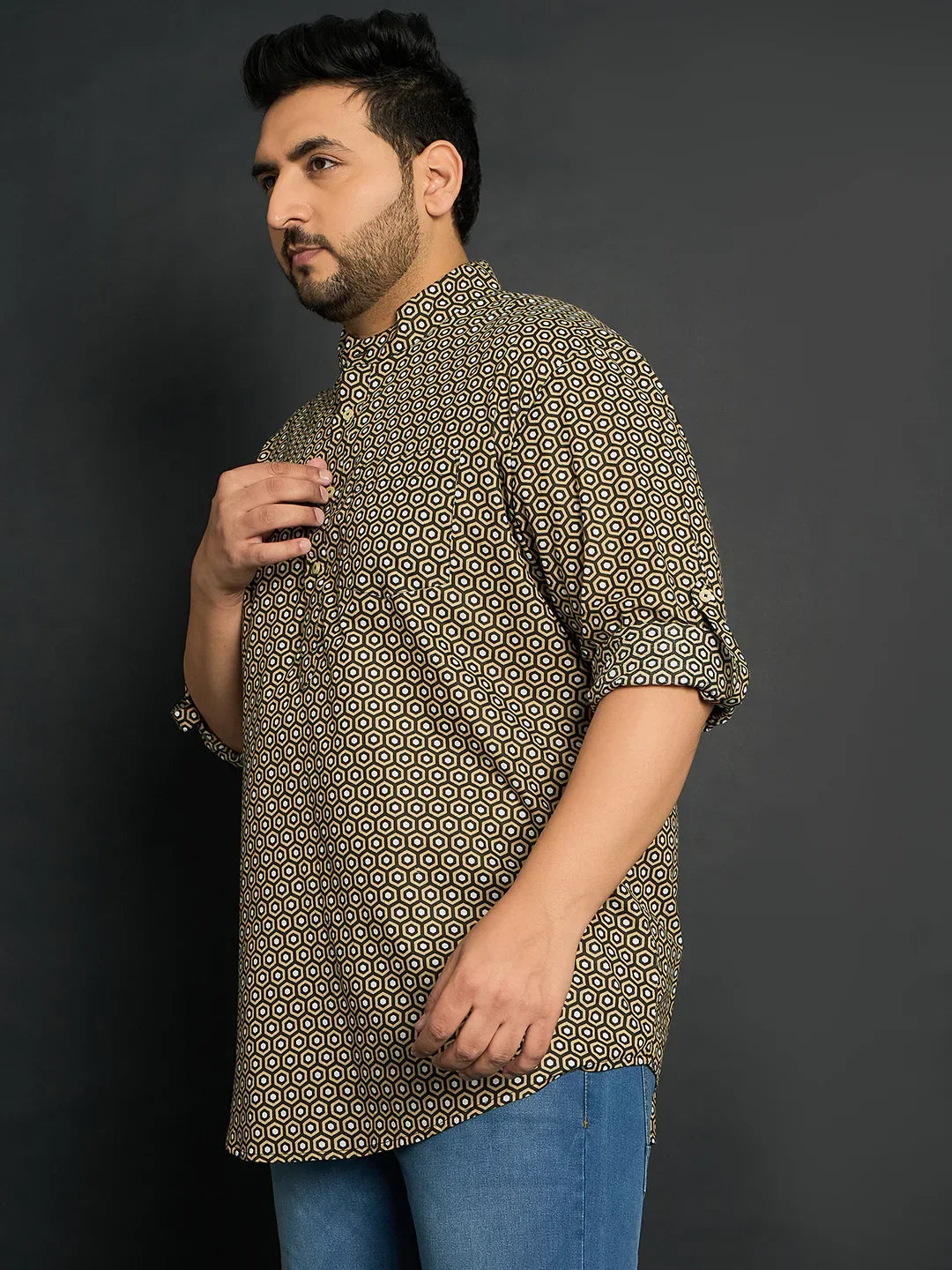 Men Plus Size Ryder Printed Kurta - bigbanana