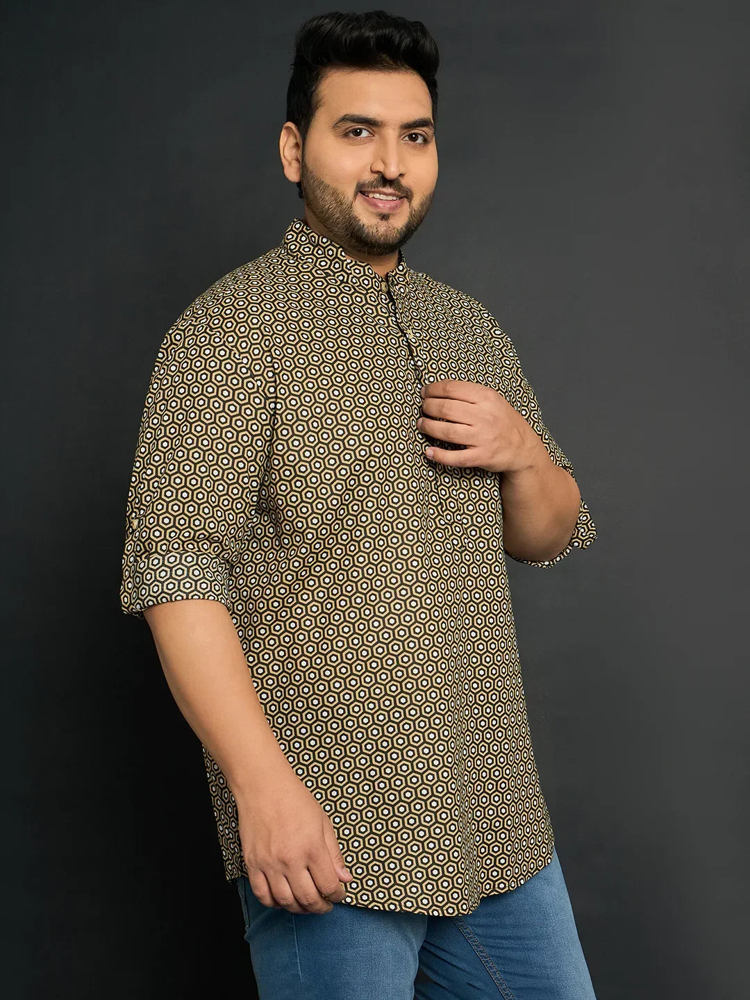 Men Plus Size Ryder Printed Kurta - bigbanana