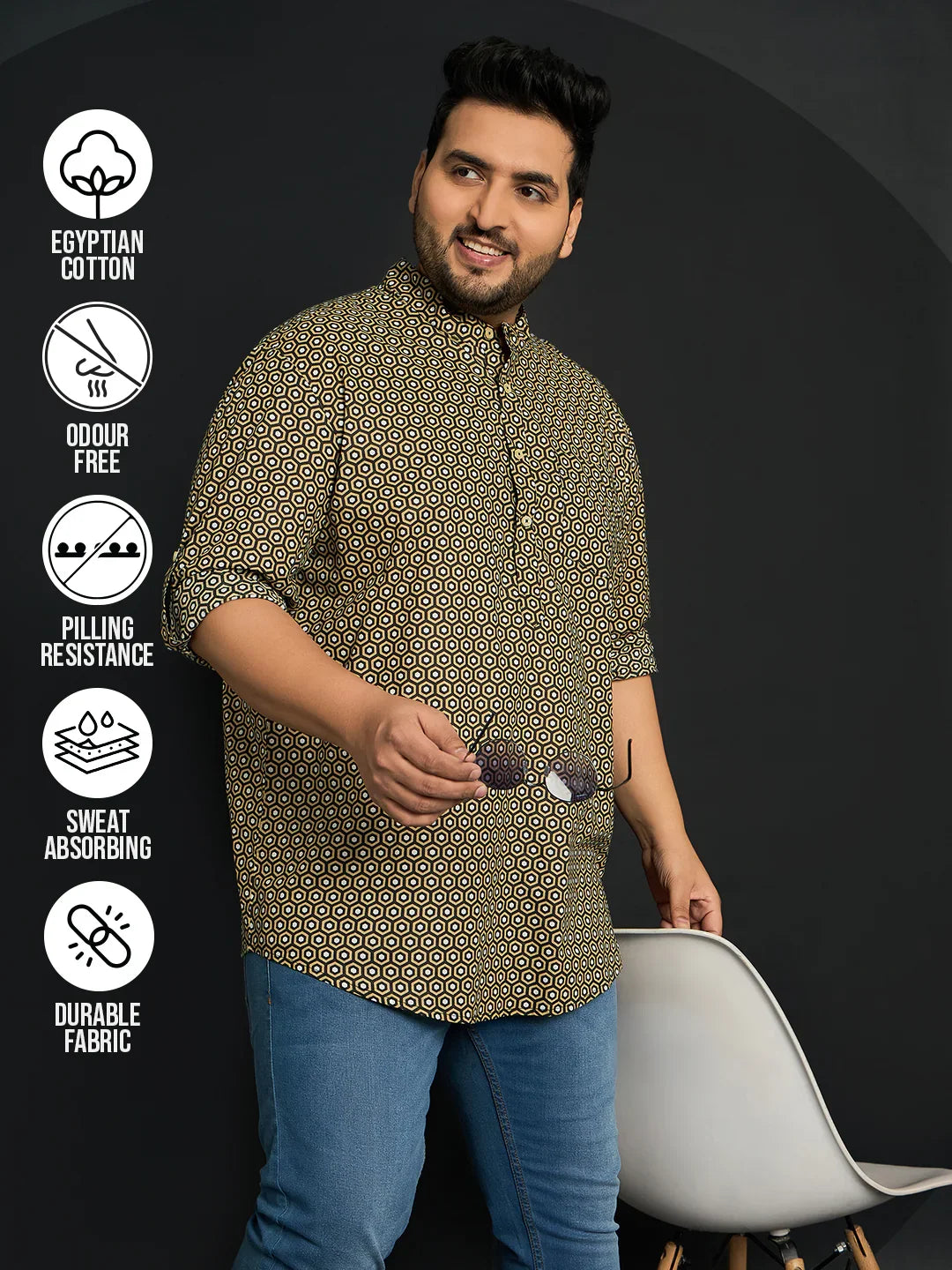 Men Plus Size Ryder Printed Kurta - bigbanana