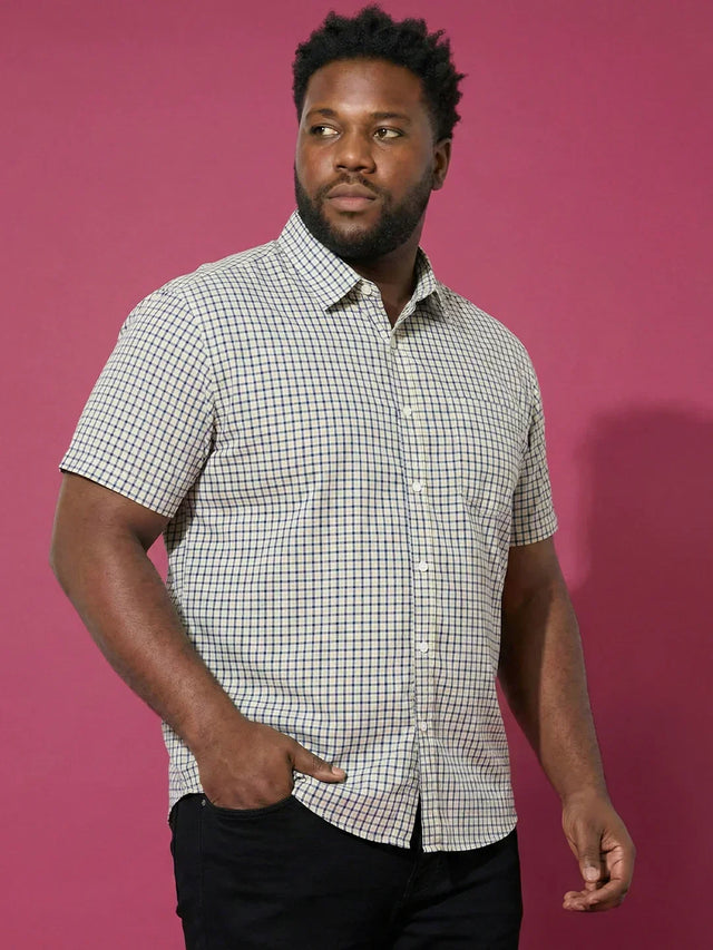 Men Plus Size Hale Multicolor Checkered Casual Shirt