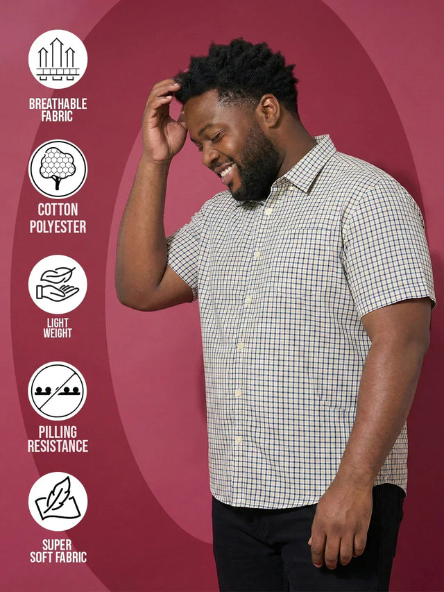 Men Plus Size Hale Multicolor Checkered Casual Shirt