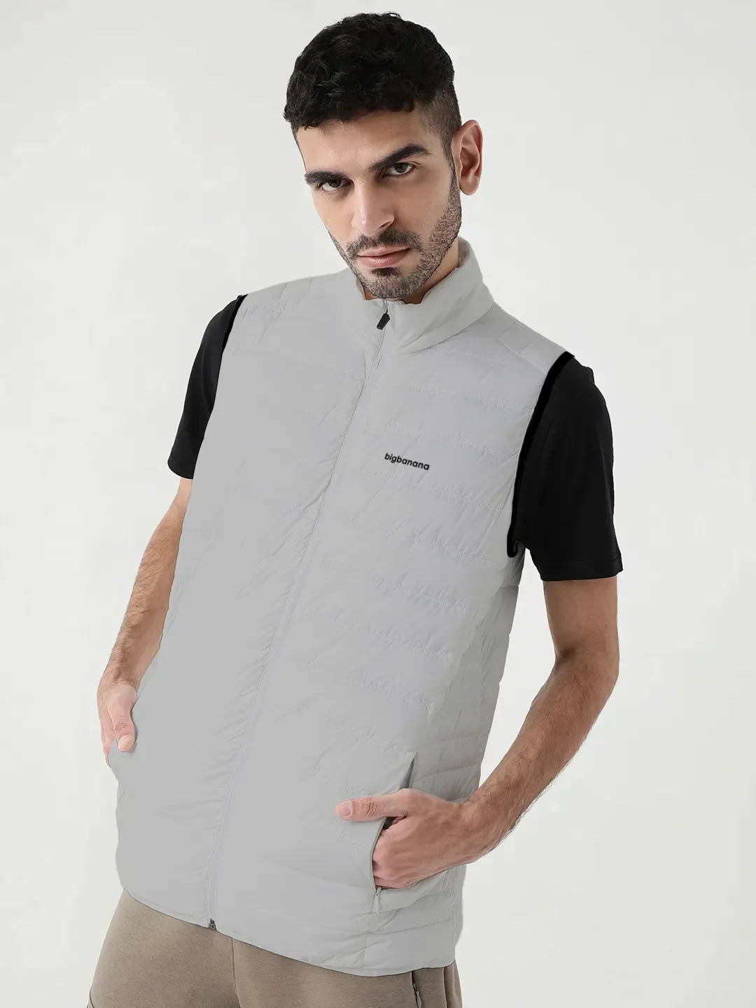 Men Plus Size NYC-Grey-H Solid Bomber Jacket - bigbanana