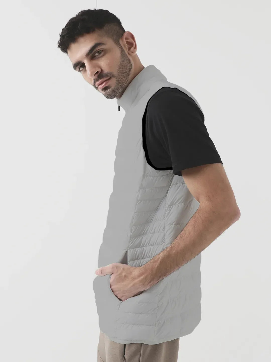 Men Plus Size NYC-Grey-H Solid Bomber Jacket - bigbanana