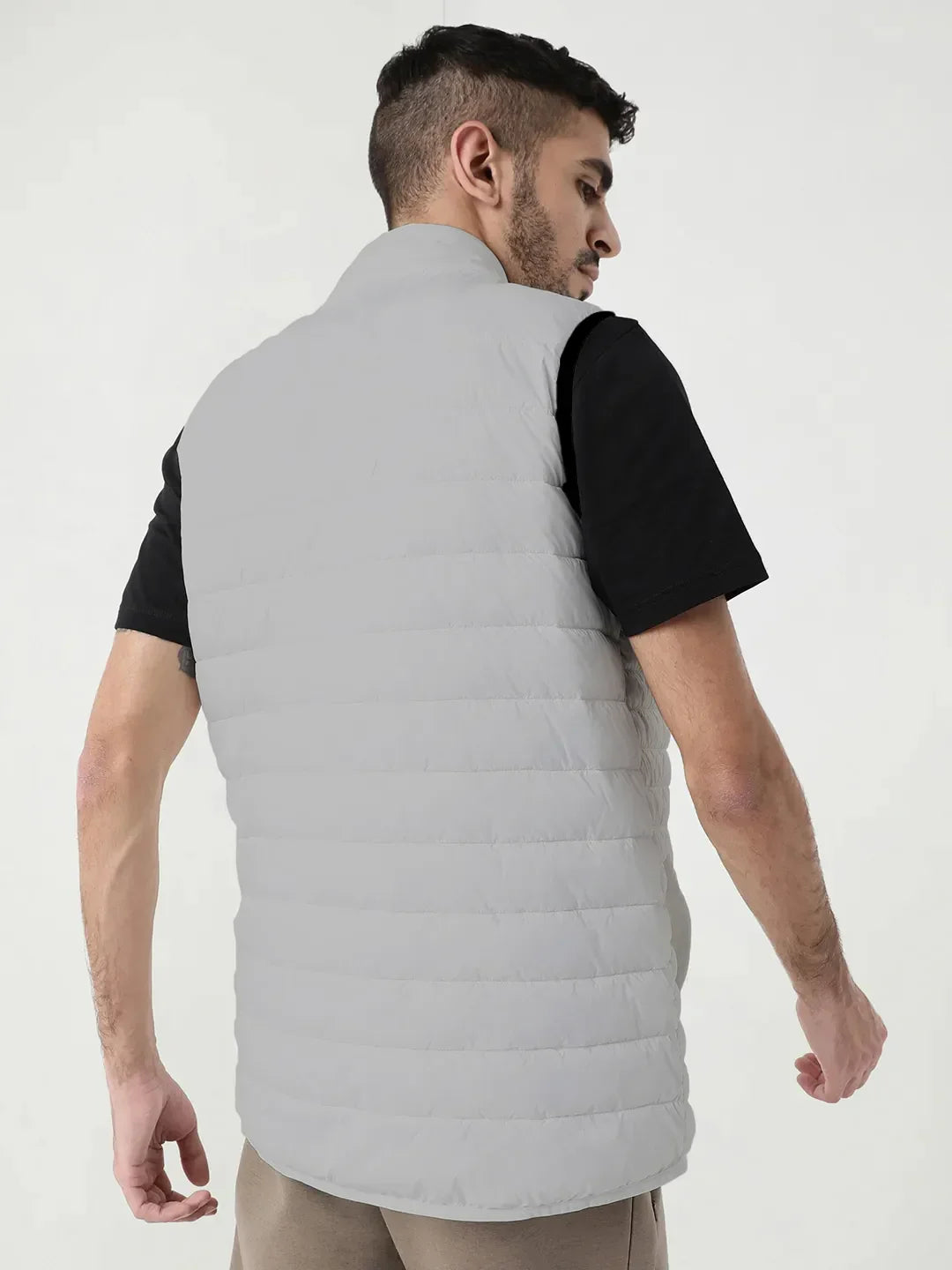 Men Plus Size NYC-Grey-H Solid Bomber Jacket - bigbanana