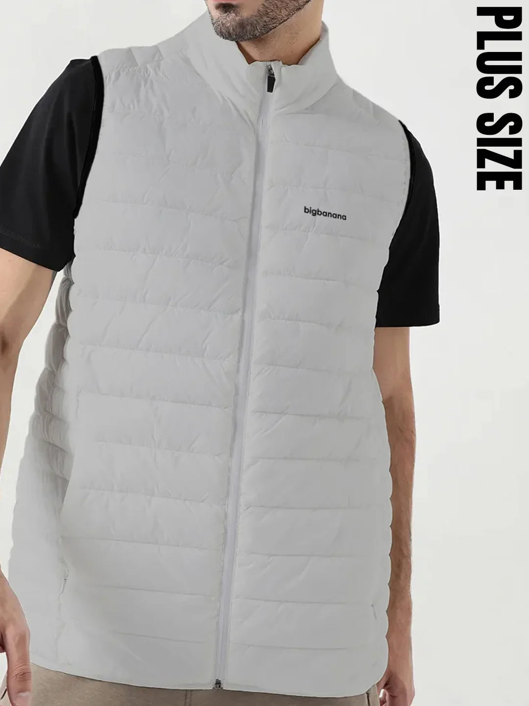 Men Plus Size NYC-Grey-H Solid Bomber Jacket - bigbanana