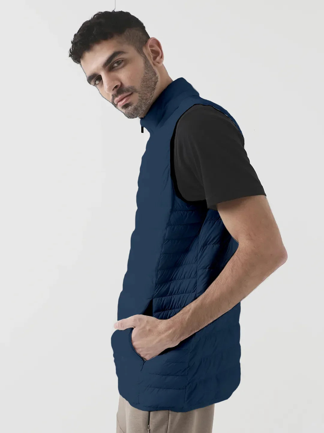Men Plus Size NYC-Navy-H Solid Bomber Jacket - bigbanana