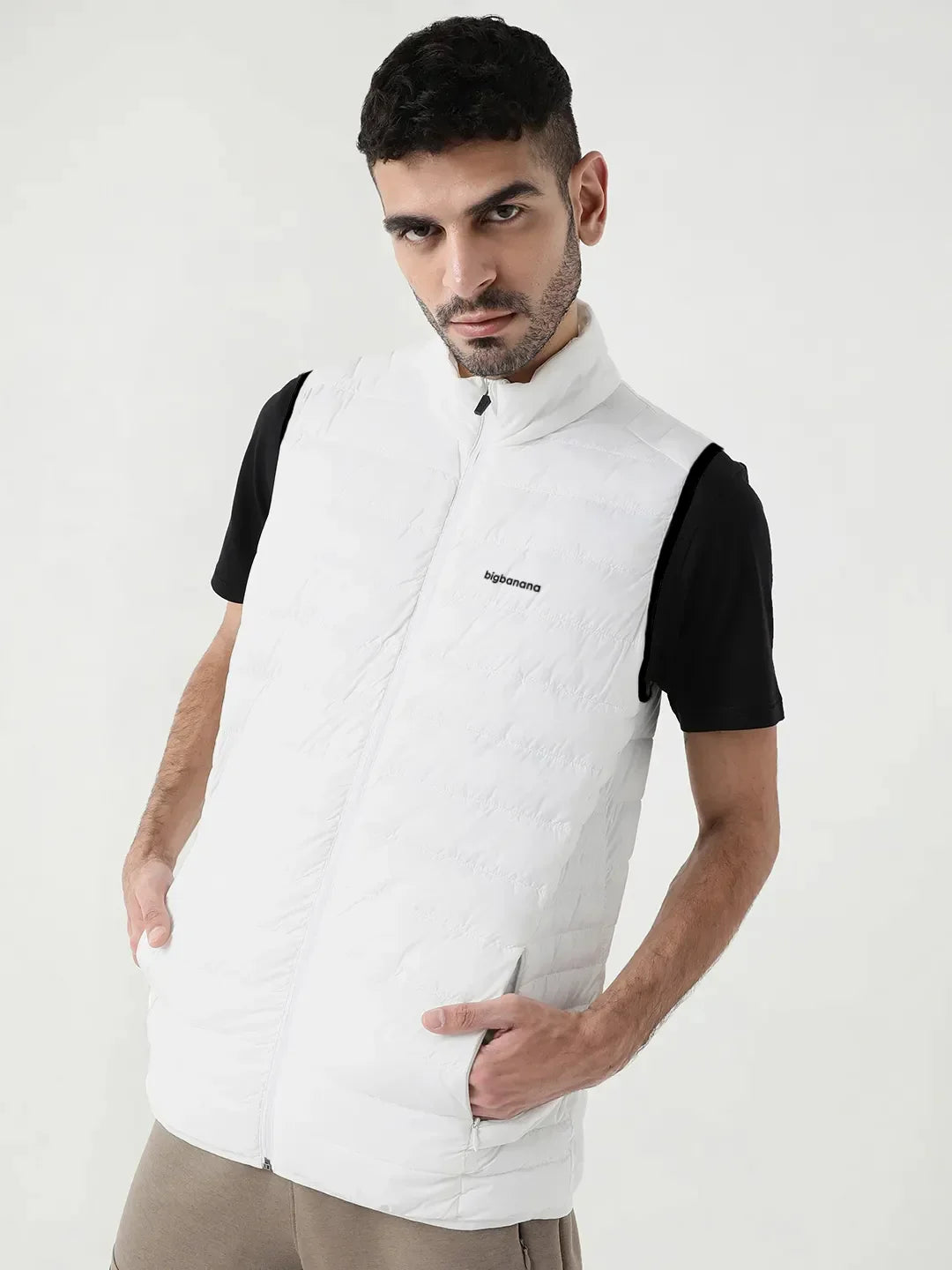 Men Plus Size NYC-White-H Solid Bomber Jacket - bigbanana