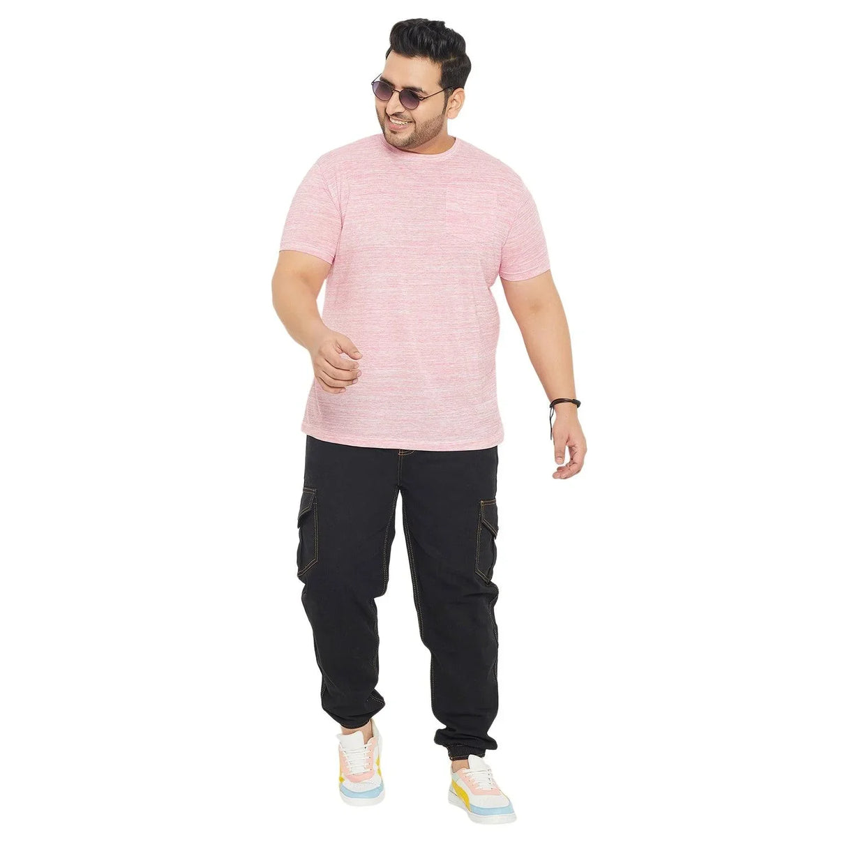 Men Plus Size Hardco Solid Round Neck Tshirt - bigbanana