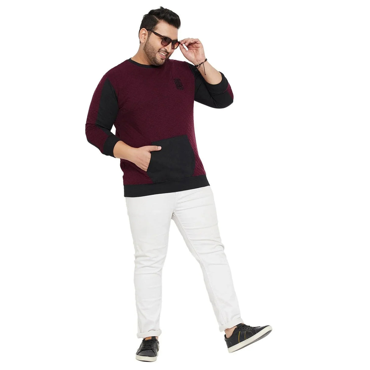 Men Plus Size Harvest Colorblock Sweatshirt - bigbanana
