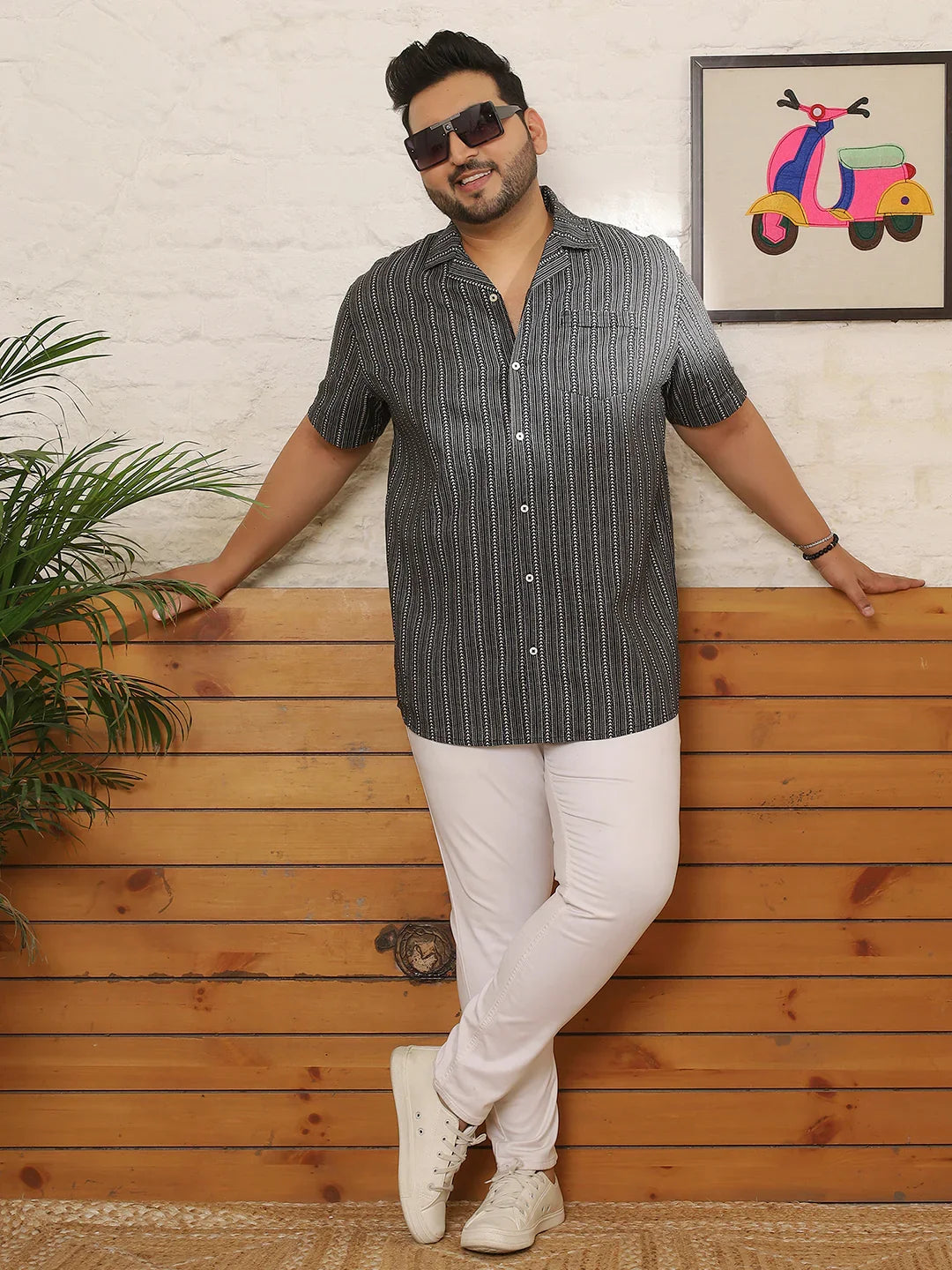 Men Plus Size Hautiq Multicolor Printed Shirt - bigbanana