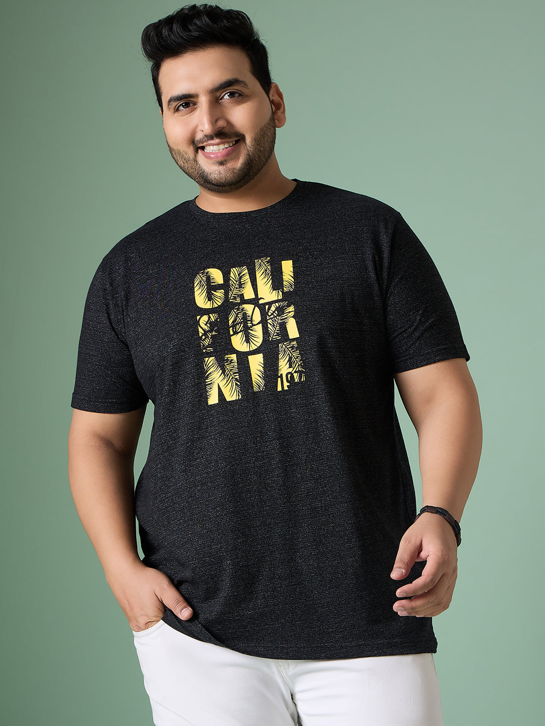 Men Plus Size Hexel Colorblock Round Neck Tshirt - bigbanana