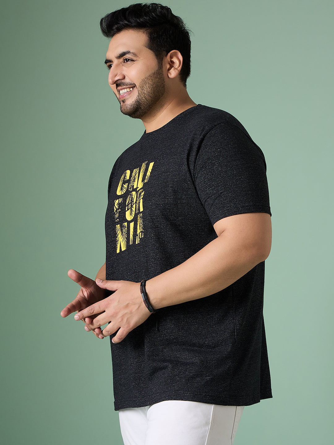 Men Plus Size Hexel Colorblock Round Neck Tshirt - bigbanana