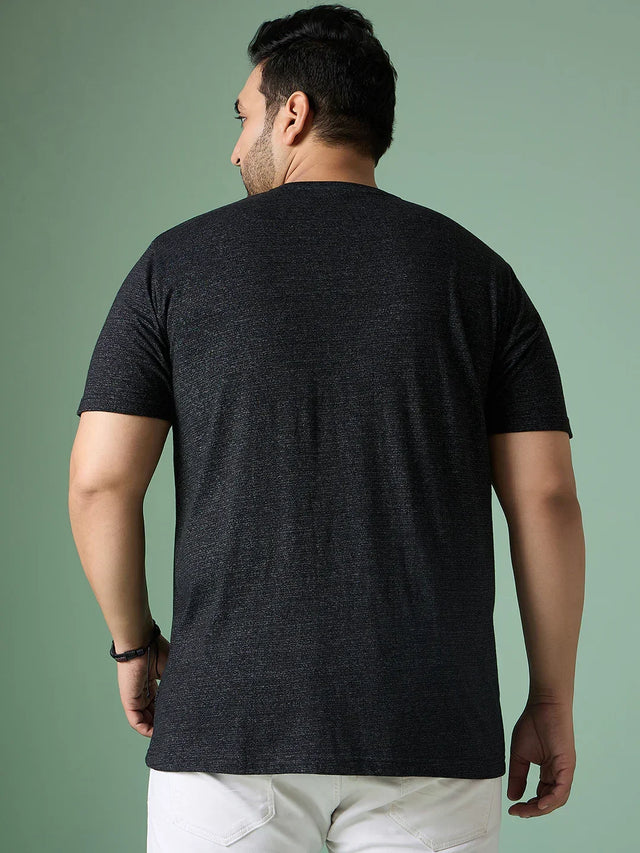 Men Plus Size Hexel Colorblock Round Neck Tshirt - bigbanana