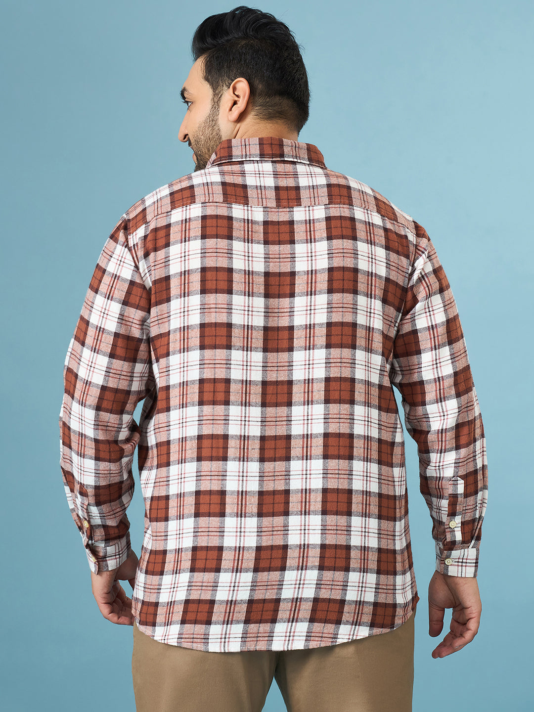 Men Plus Size Hopp Multicolor Checkered Casual Shirt