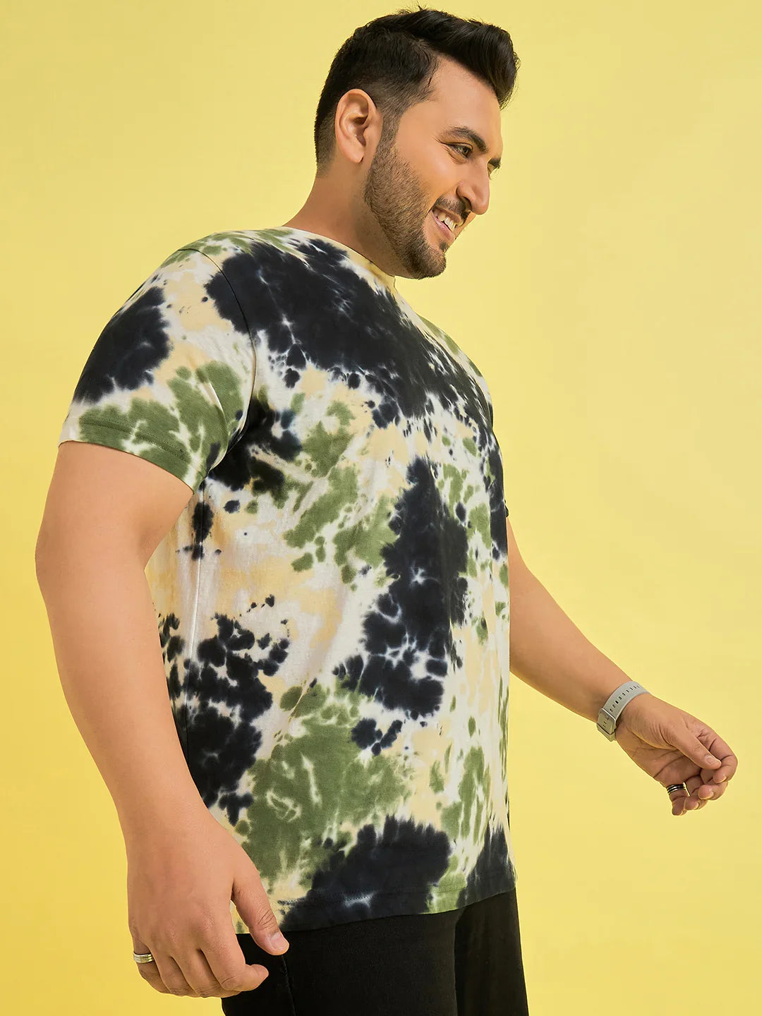 Men Plus Size Horizon Multicolor Printed Round Neck Tshirt - bigbanana