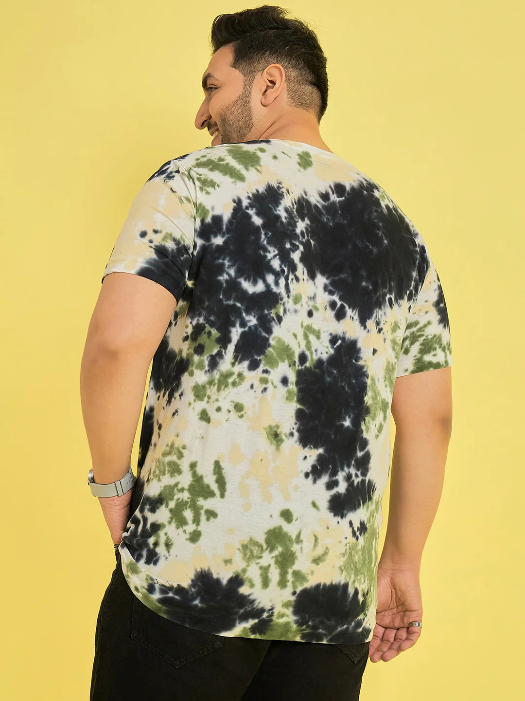 Men Plus Size Horizon Multicolor Printed Round Neck Tshirt - bigbanana