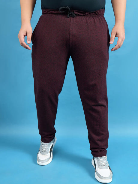 Men Plus Size Huang Maroon Solid Trackpant - bigbanana