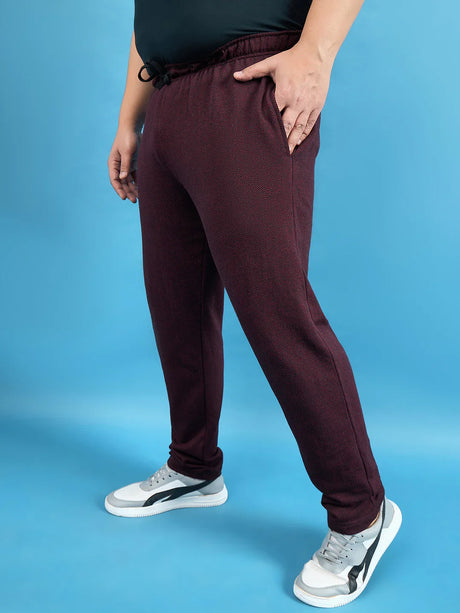 Men Plus Size Huang Maroon Solid Trackpant - bigbanana