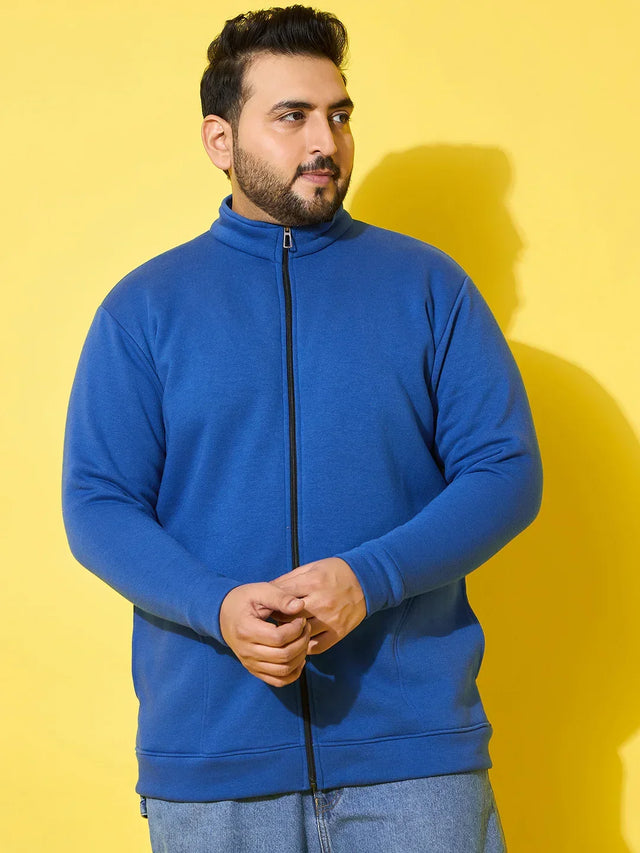 Men Plus Size Hustle Royal Blue Printed Jacket