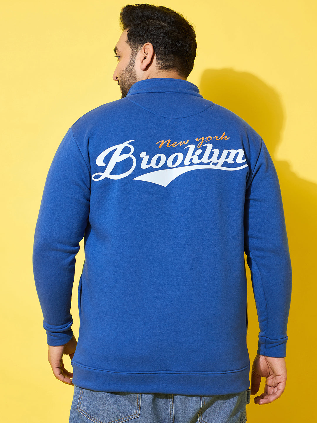 Men Plus Size Hustle Royal Blue Printed Jacket