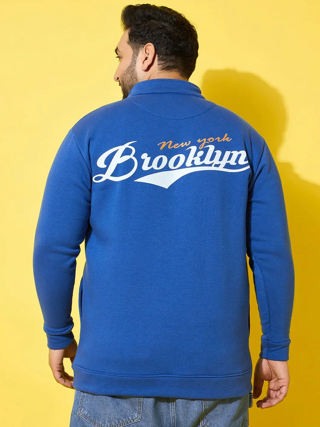 Men Plus Size Hustle Royal Blue Printed Jacket
