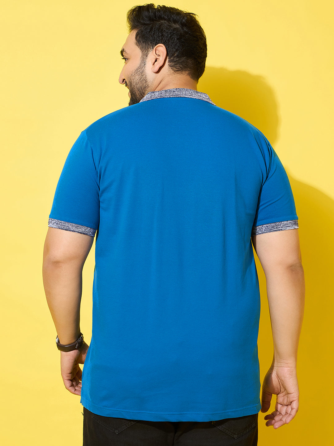 Men Plus Size Iceborn Royal Blue Solid Polo Tshirt