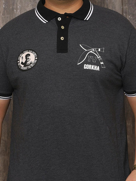 Men Plus Size Illusive Solid Grey Polo Tshirt - bigbanana