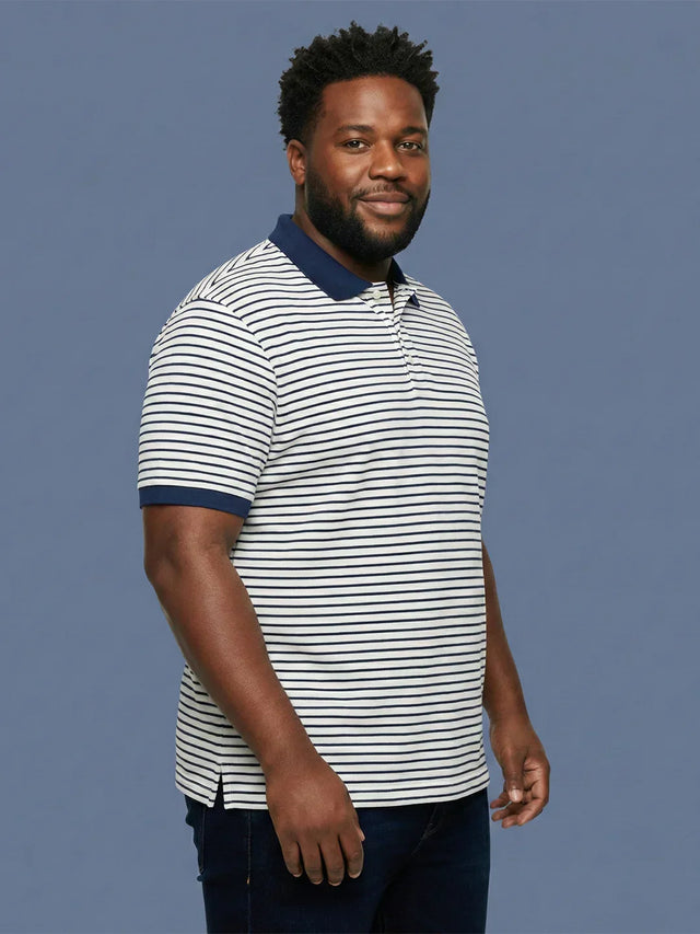 Men Plus Size Minitias Striped Polo Tshirt