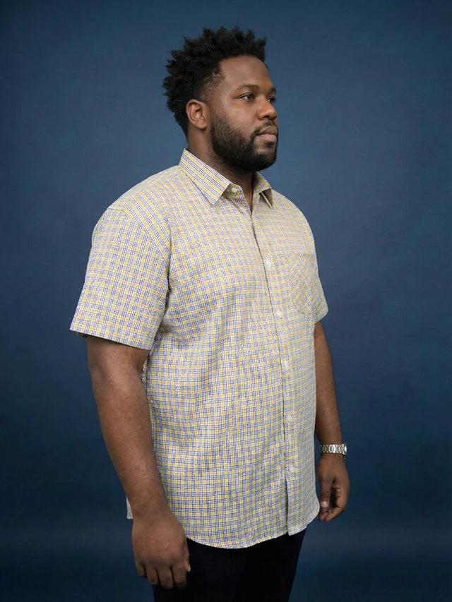 Men Plus Size Matrix Multicolor Checkered Casual Shirt