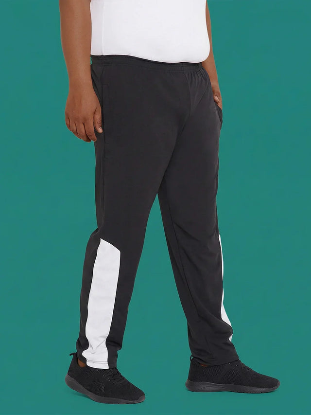 Men Plus Size Belfry Black Solid Trackpant