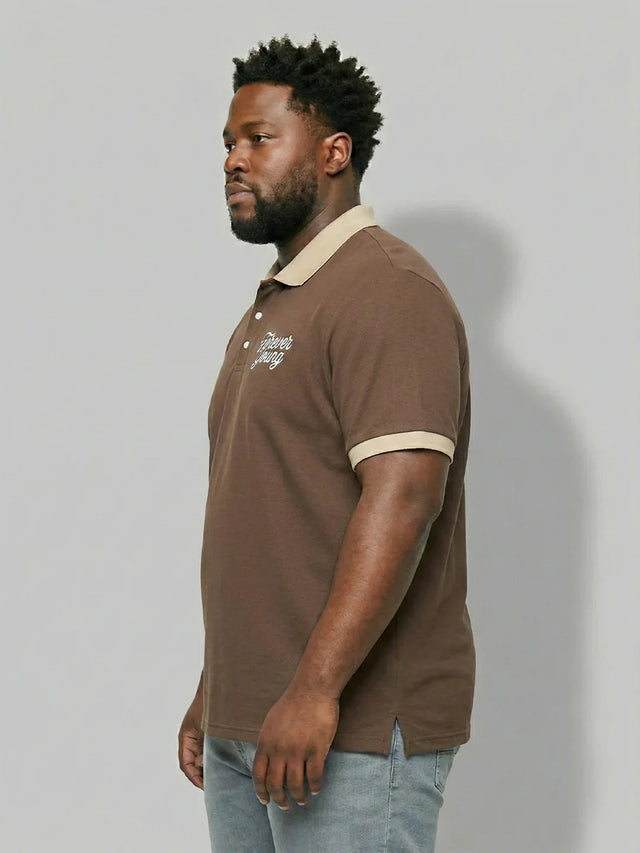 Men Plus Size Everlasting Brown Solid Polo Tshirt