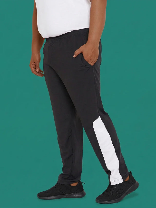 Men Plus Size Belfry Black Solid Trackpant