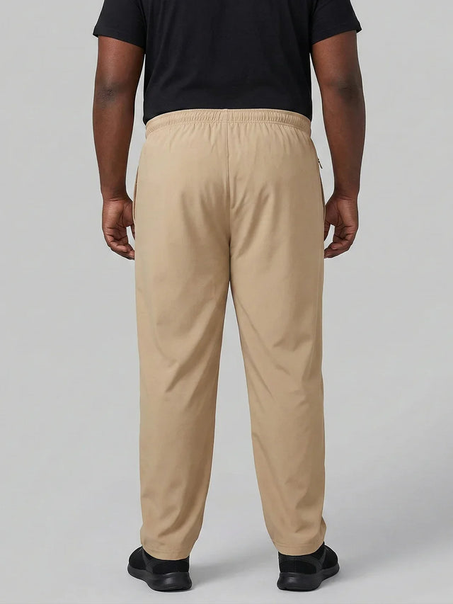 Men Plus Size Ambit Beige Solid Trackpant