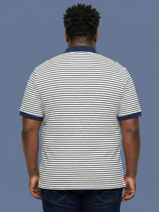 Men Plus Size Minitias Striped Polo Tshirt