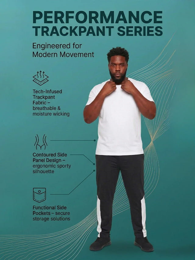 Men Plus Size Belfry Black Solid Trackpant
