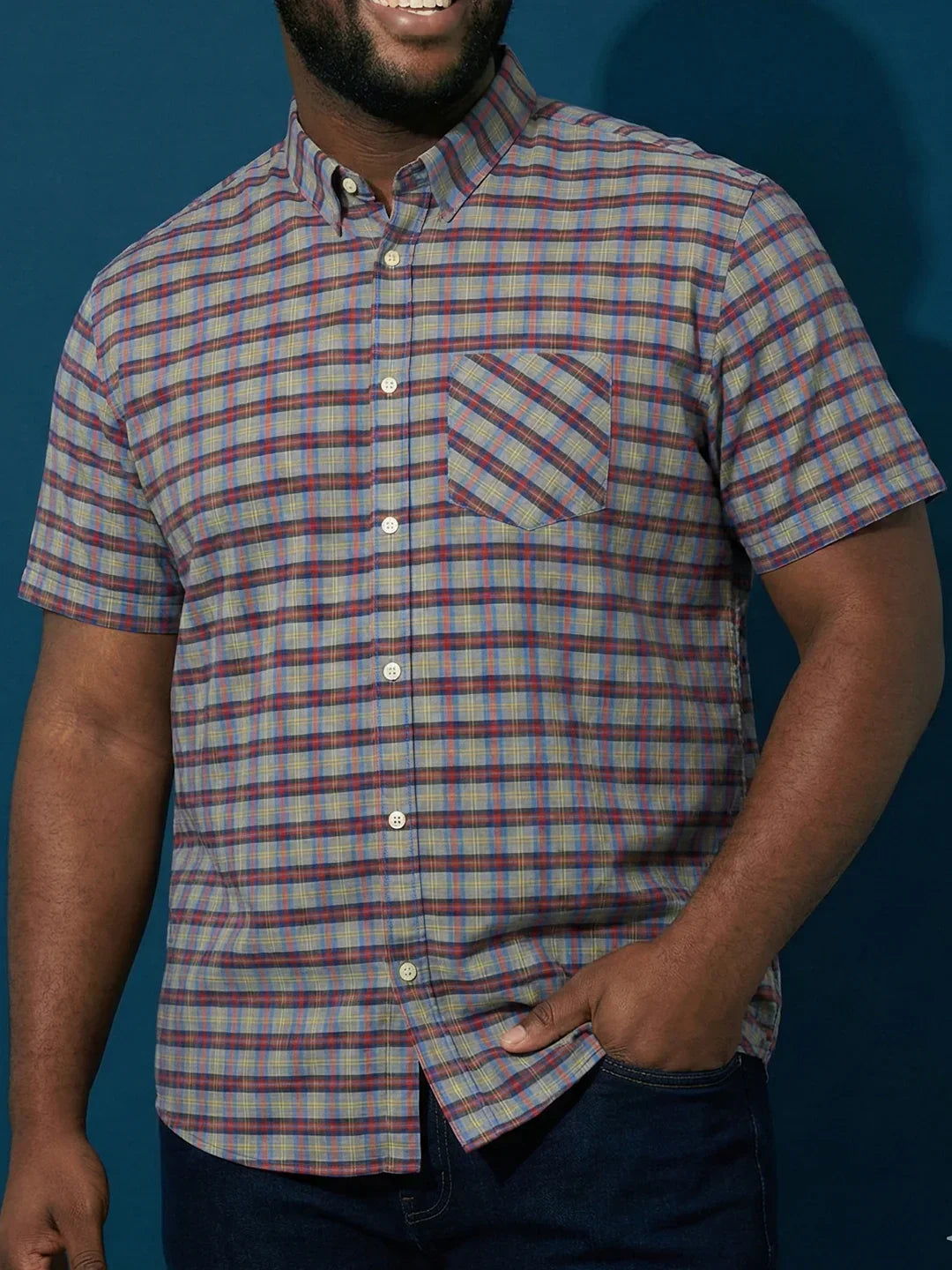 Men Plus Size Jura Multicolor Checkered Casual Shirt